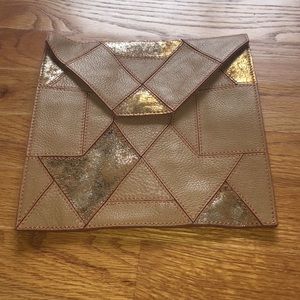 Leather envelope clutch NWOT